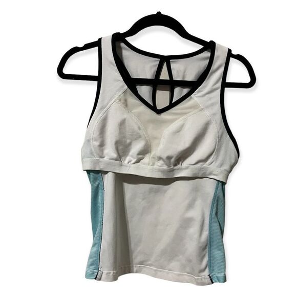 Nike tank L fit dry tank top white blue black built in bra EUC​ - Picture 6 of 7